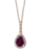 Effy Rhodolite Garnet (1 Ct. T.w.) & Diamond (1/10 Ct. T.w.) 18 Pendant Necklace In 14k Rose Gold