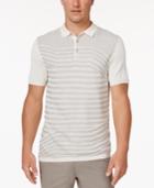 Alfani Men's Stripped Silk Blend Sweater Polo, Created For Macy's