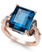London Blue Topaz (6-5/8 Ct. T.w.) And Diamond (1/4 Ct. T.w.) Ring In 14k Rose Gold