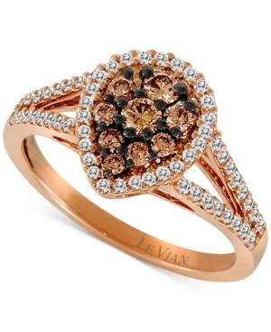 Le Vian Chocolatier Diamond Teardrop Split Shank Ring (3/4 Ct. T.w.) In 14k Rose Gold