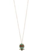 Betsey Johnson Gold-tone Mint Pave Owl Long Pendant Necklace