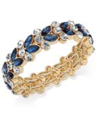 Charter Club Gold-tone Blue And Clear Crystal Stretch Bracelet, Only At Macy's