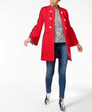 I.n.c. Bell-sleeve Ponte-knit Coat, Created For Macy's