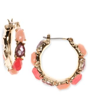 Nine West Silver-tone Blue Stone Hoop Earrings