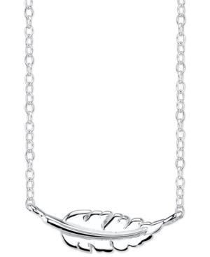 Unwritten Mini Leaf Pendant Necklace In Sterling Silver