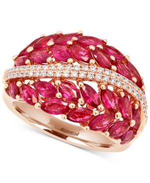 Effy Ruby (4 Ct. T.w.) And Diamond (1/5 Ct. T.w.) Statement Ring In 14k Rose Gold, Created For Macy's
