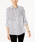 Charter Club Petite Mixed-stripe Shirt, Only At Macy's