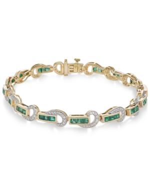 Certified Ruby (3 Ct. T.w.) And Diamond (5/8 Ct. T.w.) Swirl Link Bracelet In 14k Gold(also Available In Emerald)