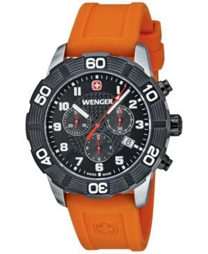 Wenger Men's Swiss Chronograph Roadster Orange Silicone Strap Watch 45mm 01.0853.103