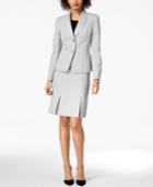 Le Suit Herringbone Pleated Skirt Suit