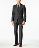Tommy Hilfiger Men's Slim-fit Charcoal Windowpane Stretch Performance Suit