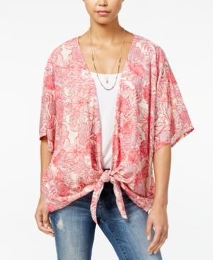 Roxy Juniors' Printed Tie-front Blouse
