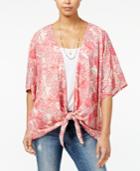 Roxy Juniors' Printed Tie-front Blouse
