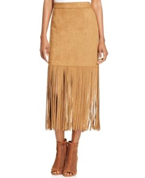 Grace Elements Faux-suede Fringe Skirt