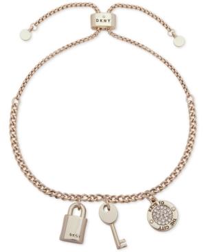 Dkny Gold-tone Pave Keys To The City Slider Bracelet, Created For Macy's