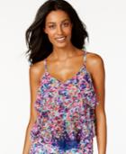 Kenneth Cole Reaction Mesh Floral-print Tankini Top Women's Swimsuit