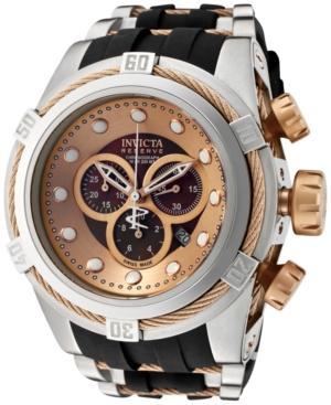 Invicta Men's Swiss Chronograph Reserve Bolt Rose Gold-tone Cable And Black Silicone Strap Watch 53mm 0829