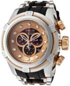 Invicta Men's Swiss Chronograph Reserve Bolt Rose Gold-tone Cable And Black Silicone Strap Watch 53mm 0829