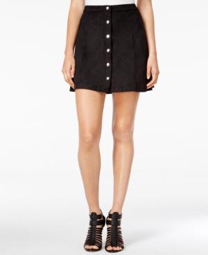 Kensie Button-front Faux-suede Skirt
