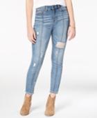 Indigo Rein Juniors' Ripped Seamed Ankle Skinny Jeans