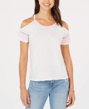 Hippie Rose Juniors' Cold-shoulder Football T-shirt