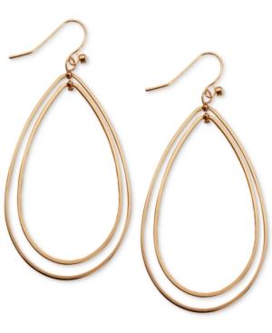 Guess Earrings, Rose Gold-tone Double Teardrop Hoop Earrings