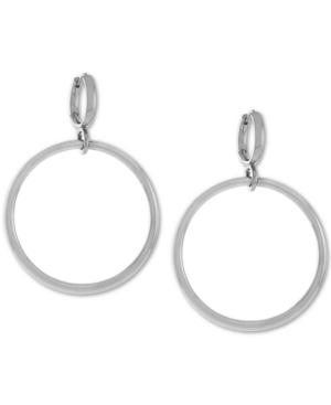 Vince Camuto Silver-tone Drop Hoop Earrings