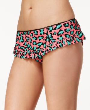 Betsey Johnson Printed Ruffle-trim Skirted Swim Bottom Women's Swimsuit