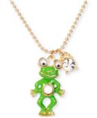 Betsey Johnson Gold-tone Crystal Frog Pendant Necklace