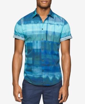 Calvin Klein Jeans Men's Diffused Ikat-print Short-sleeve Shirt