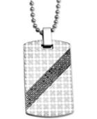 Men's Diamond Patterned Dog Tag 24 Pendant Necklace (1/2 Ct. T.w.) In Stainless Steel
