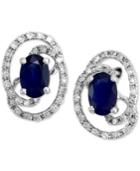 Effy Final Call Sapphire (1-1/8 Ct. T.w.) And Diamond (1/4 Ct. T.w.) Stud Earrings In 14k White Gold