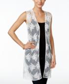 Style & Co. Sheer Embroidered Long Vest, Only At Macy's