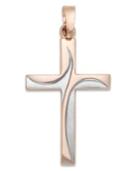 Two-tone Cross Charm In 14k Rose Gold And Rhodium