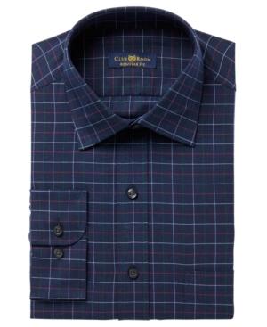 Club Room Men's Classic/regular Fit Twill Tattersall Dress Shirt, Created For Macy's