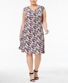 Connected Plus Size Floral-print A-line Dress