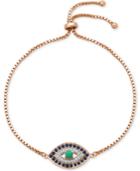 Giani Bernini Cubic Zirconia Evil-eye Adjustable Slider Bracelet In 18k Rose Gold-plated Sterling Silver, Only At Macy's