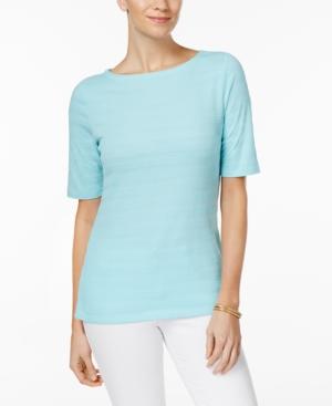 Charter Club Elbow-sleeve Textured Top, Only At Macy's