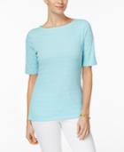 Charter Club Elbow-sleeve Textured Top, Only At Macy's