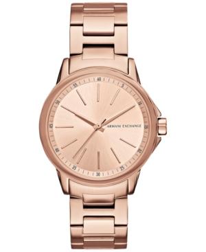 Ax Armani Exchange Women's Rose Gold-tone Stainless Steel Bracelet Watch 36mm Ax4347