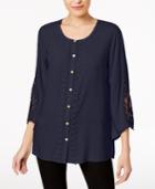 Jm Collection Lace-trim Blouse, Created For Macy's