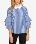 Cece Mixed-print Tiered-sleeve Blouse