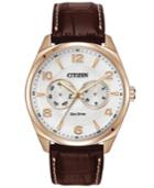 Citizen Men's Eco-drive Brown Leather Strap Watch 42mm Ao9023-01a
