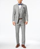 Tallia Men's Slim-fit Black/white Glen Plaid Vested Suit