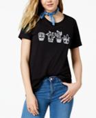 Carbon Copy Cotton Embroidered Graphic T-shirt