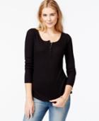 Maison Jules Long-sleeve Floral-detail Henley, Only At Macy's