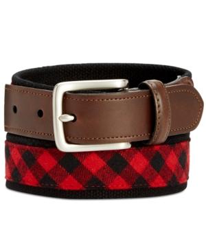 Club Room Men's Buffalo-check Webbed Belt, Created For Macy's