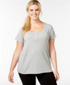 Tommy Hilfiger Plus Size Henley Short Sleeve Top