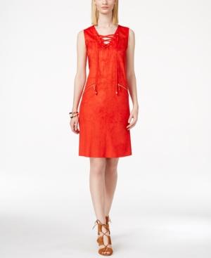 Inc International Concepts Lace-up Moleskin Dress, Only At Macy's