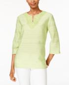 Alfred Dunner Petite Textured Embellished Split-neck Top